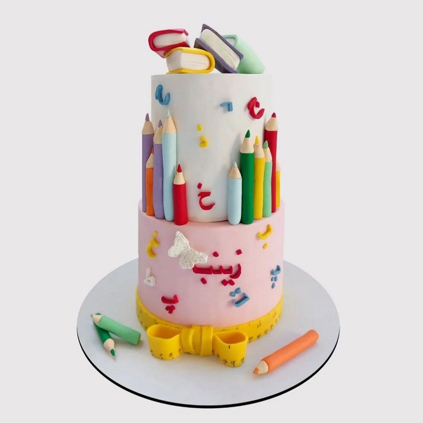 کیک جشن الفبا با مداد شمعی | عکاسی کودک مهناز