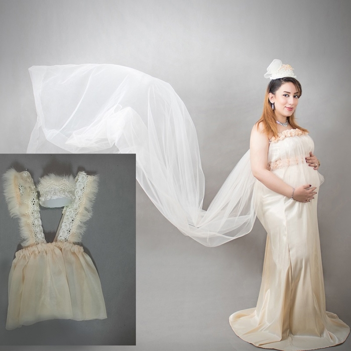 لباس حاملگی رنگ سفید و شیری | عکاسی کودک مهناز
